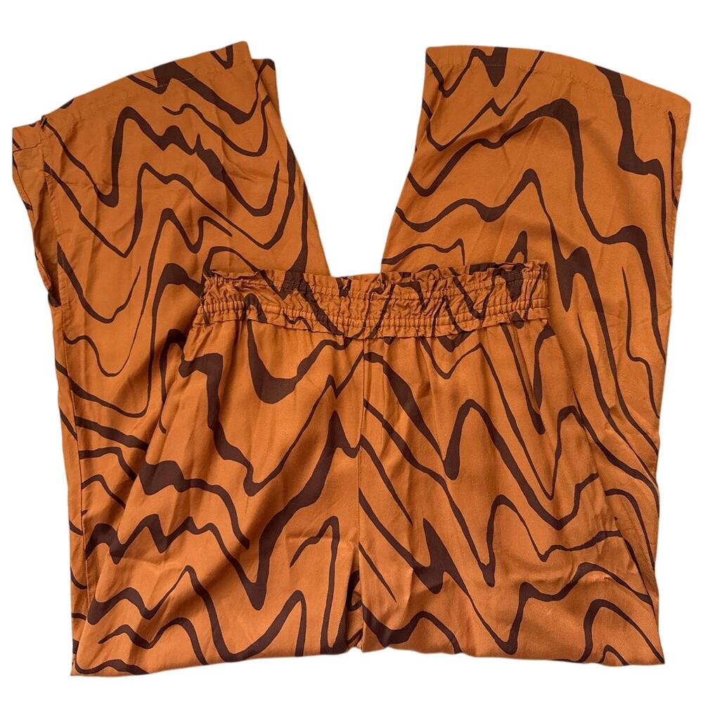 Anthropologie Split Hem Wide Leg Pull On Pants‎ in Abstract Brown Size Small - Picture 6 of 12